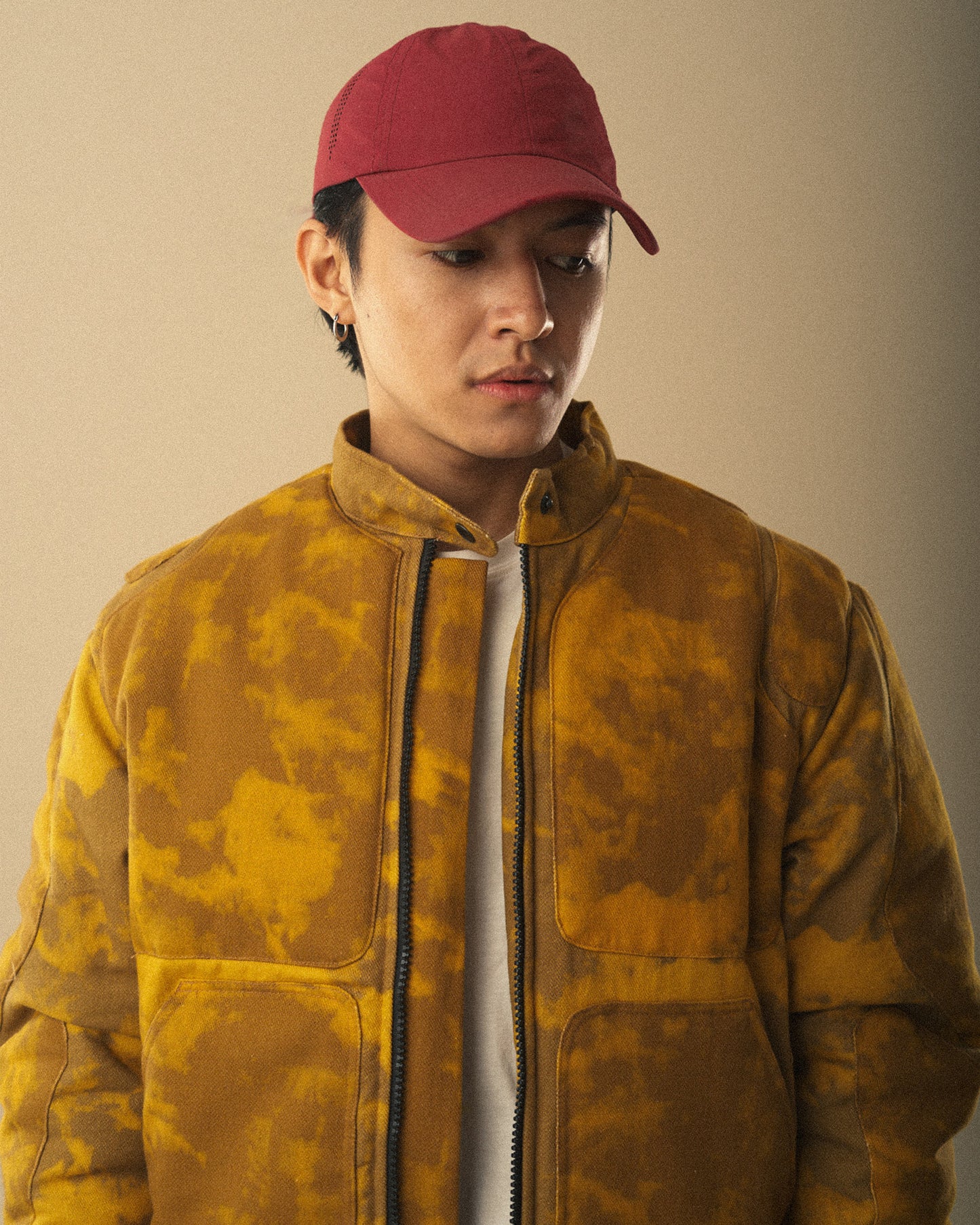 Tie dye-print padded jacket.