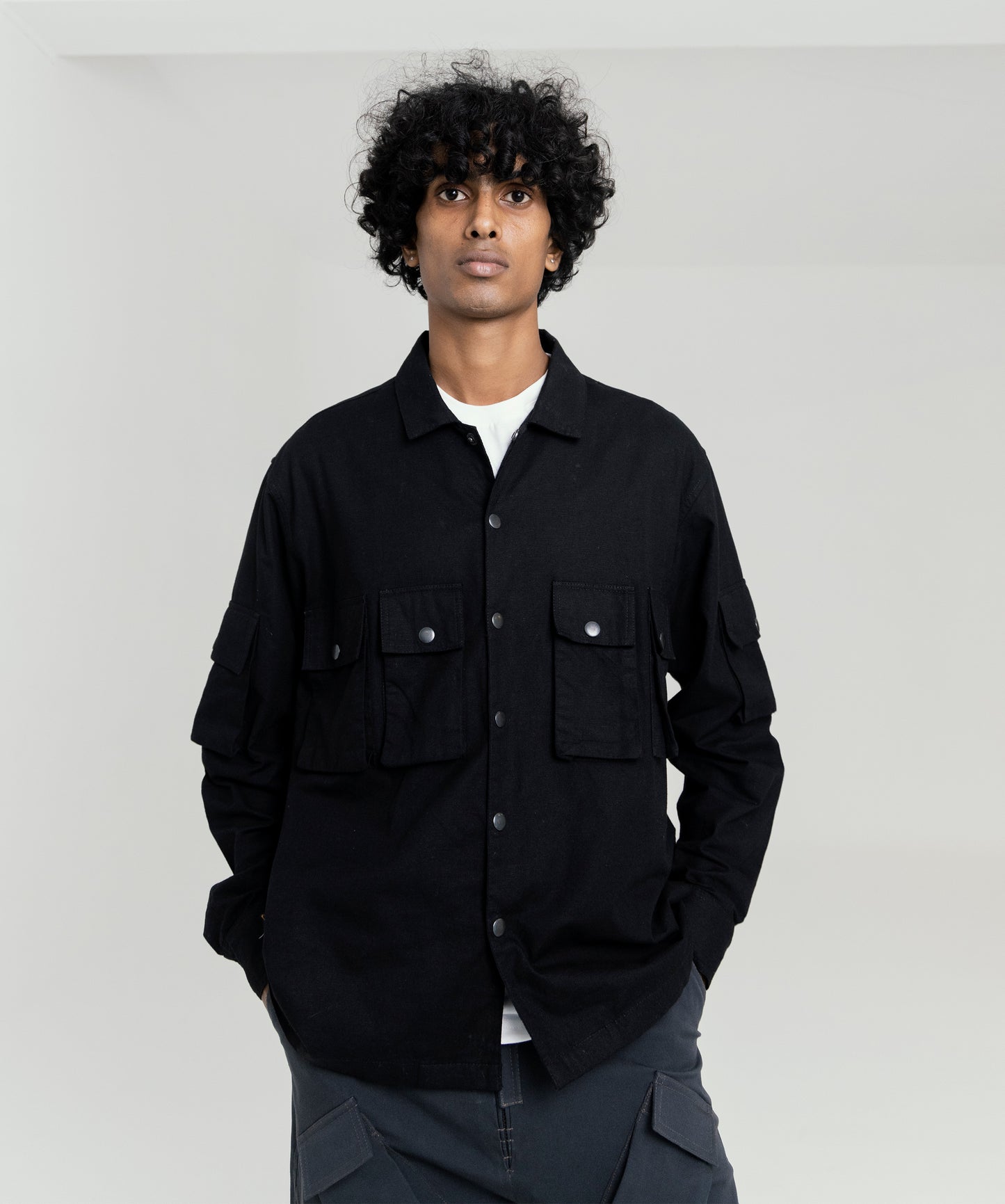Black linen shirt