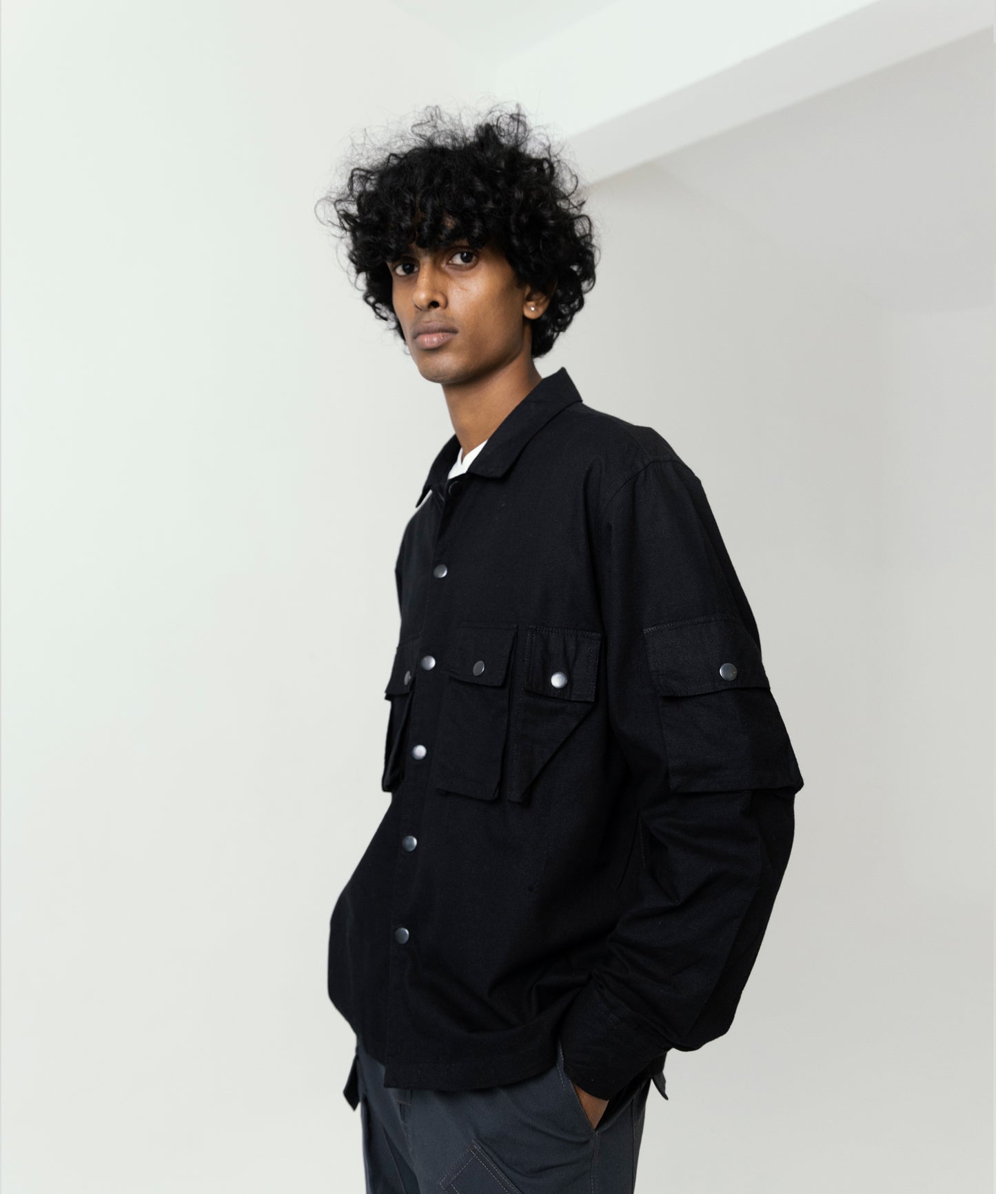 Black linen shirt