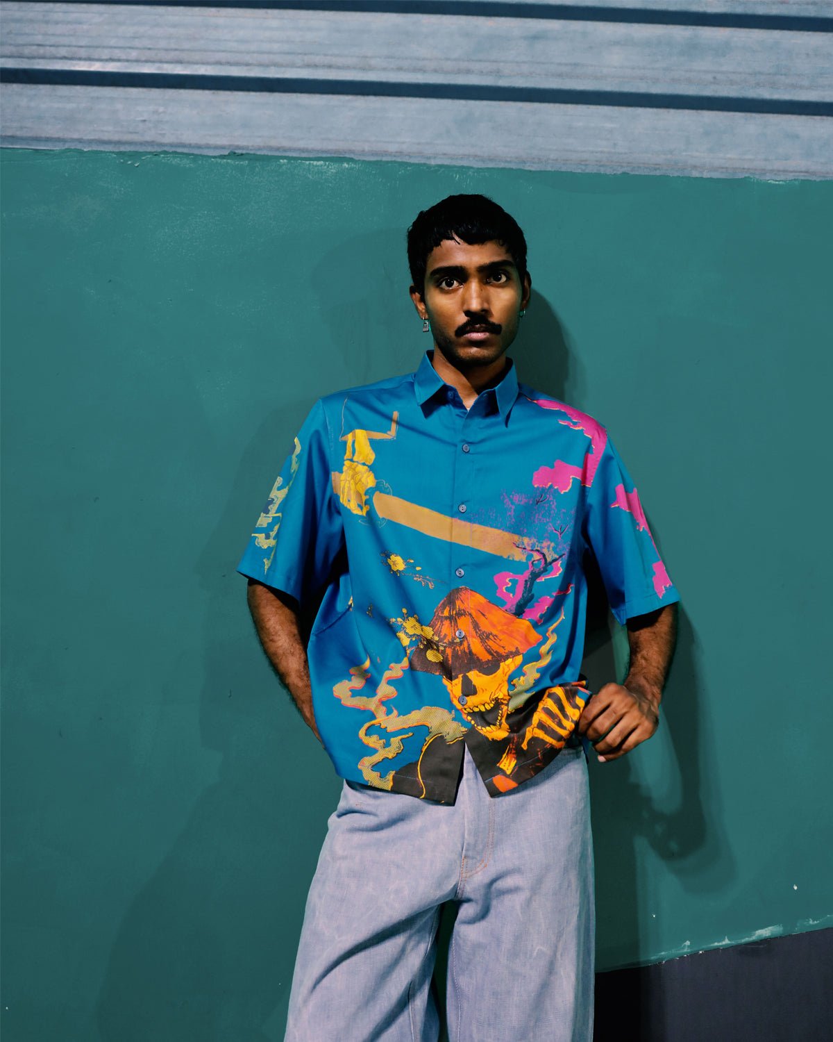 Graphic printed shirt - blue