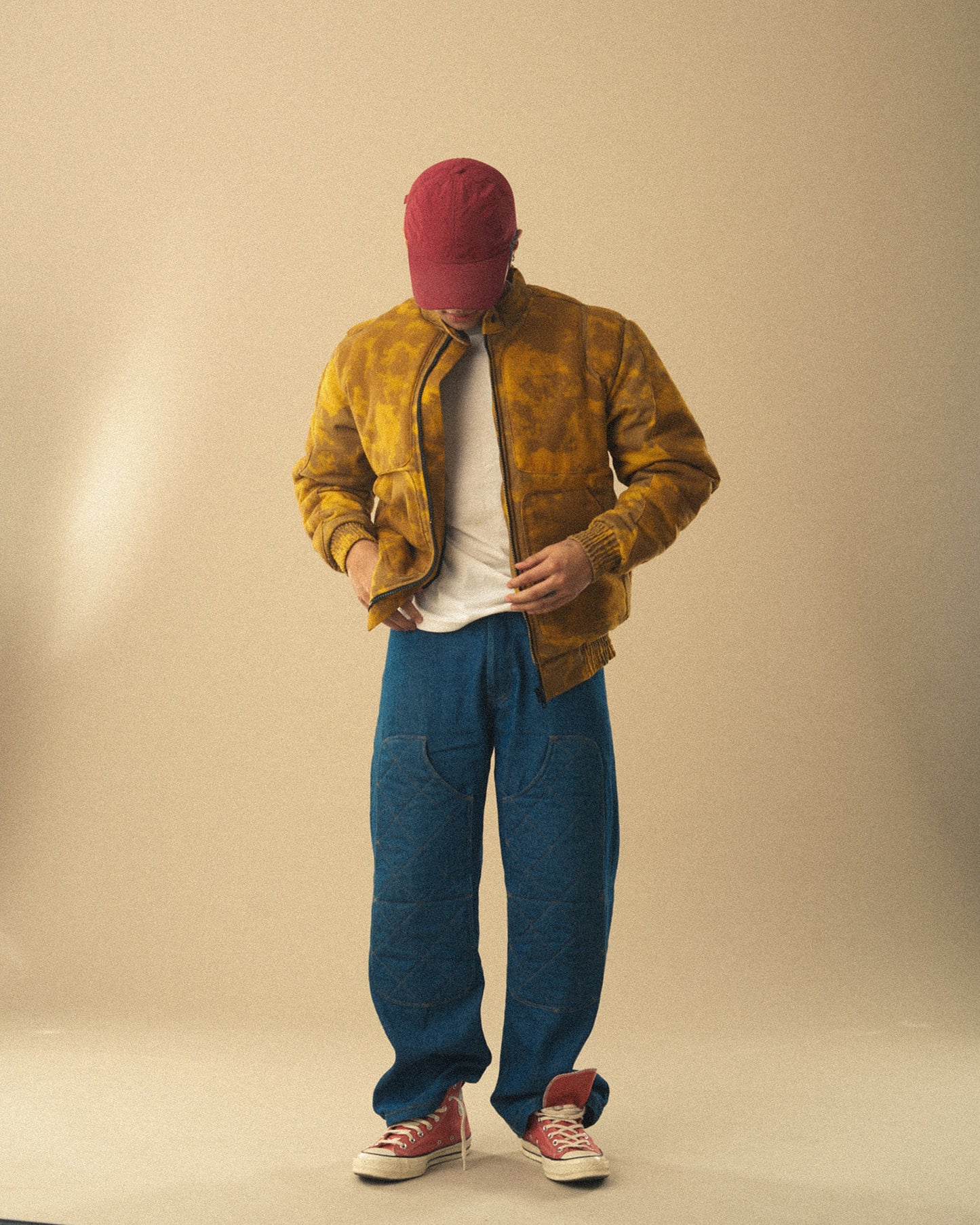 Tie dye-print padded jacket.