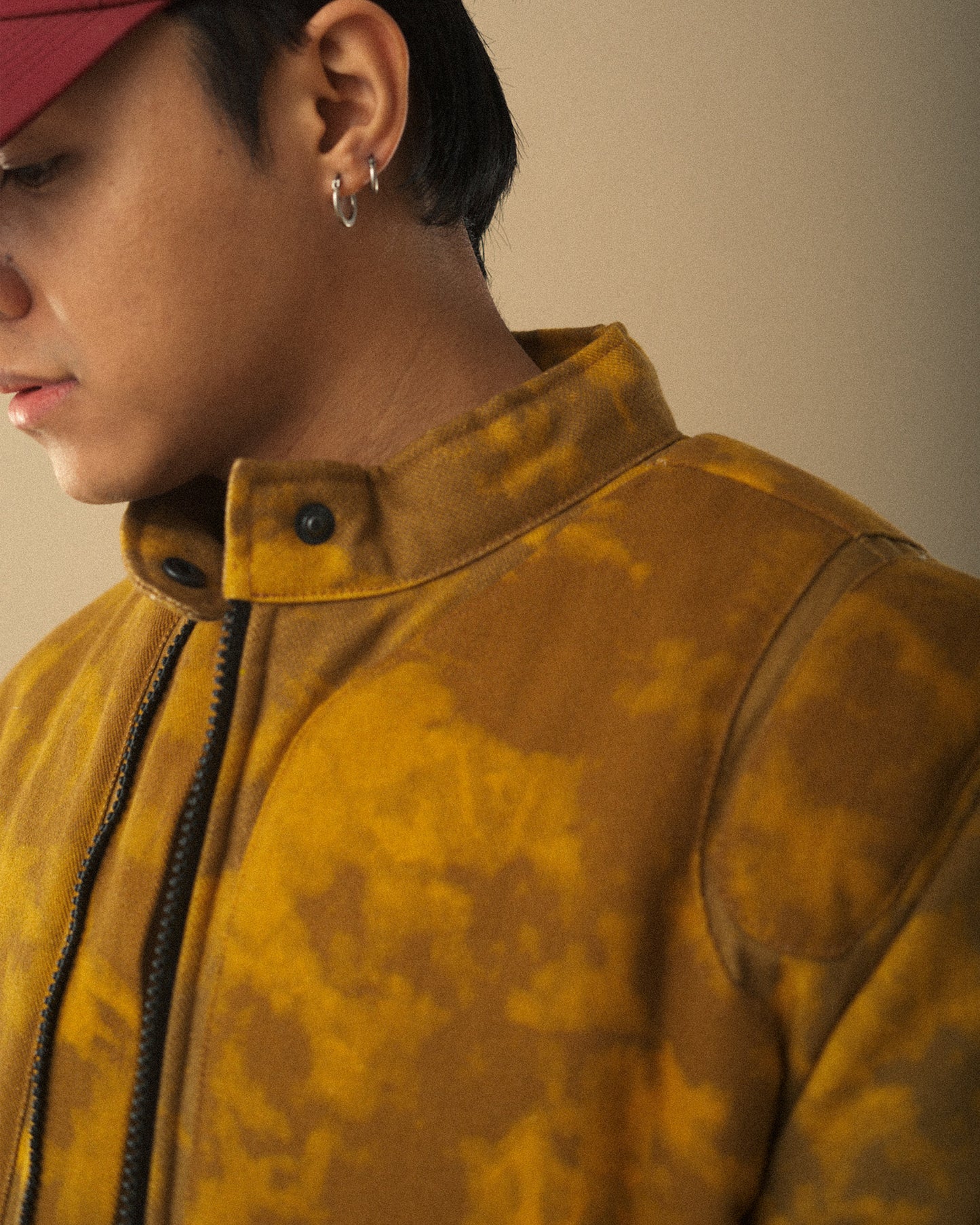 Tie dye-print padded jacket.