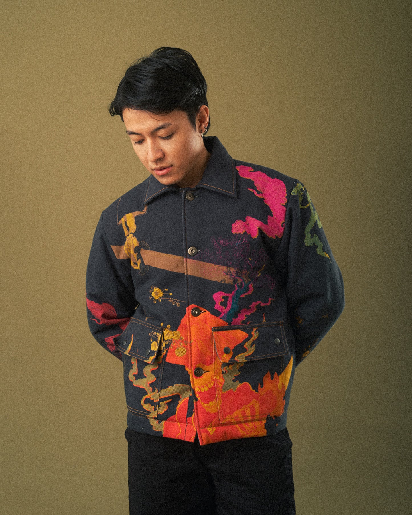 Graphic-print padded jacket