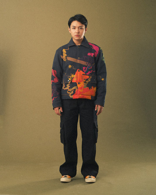 Graphic-print padded jacket