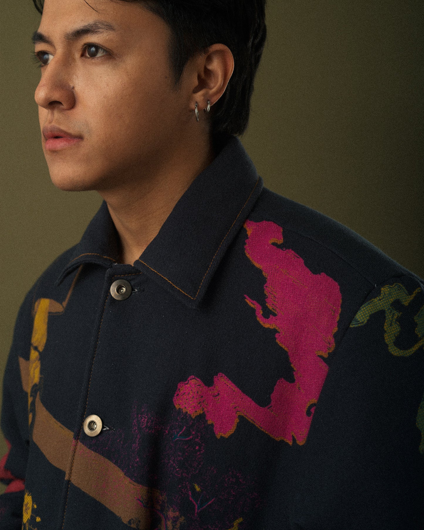 Graphic-print padded jacket