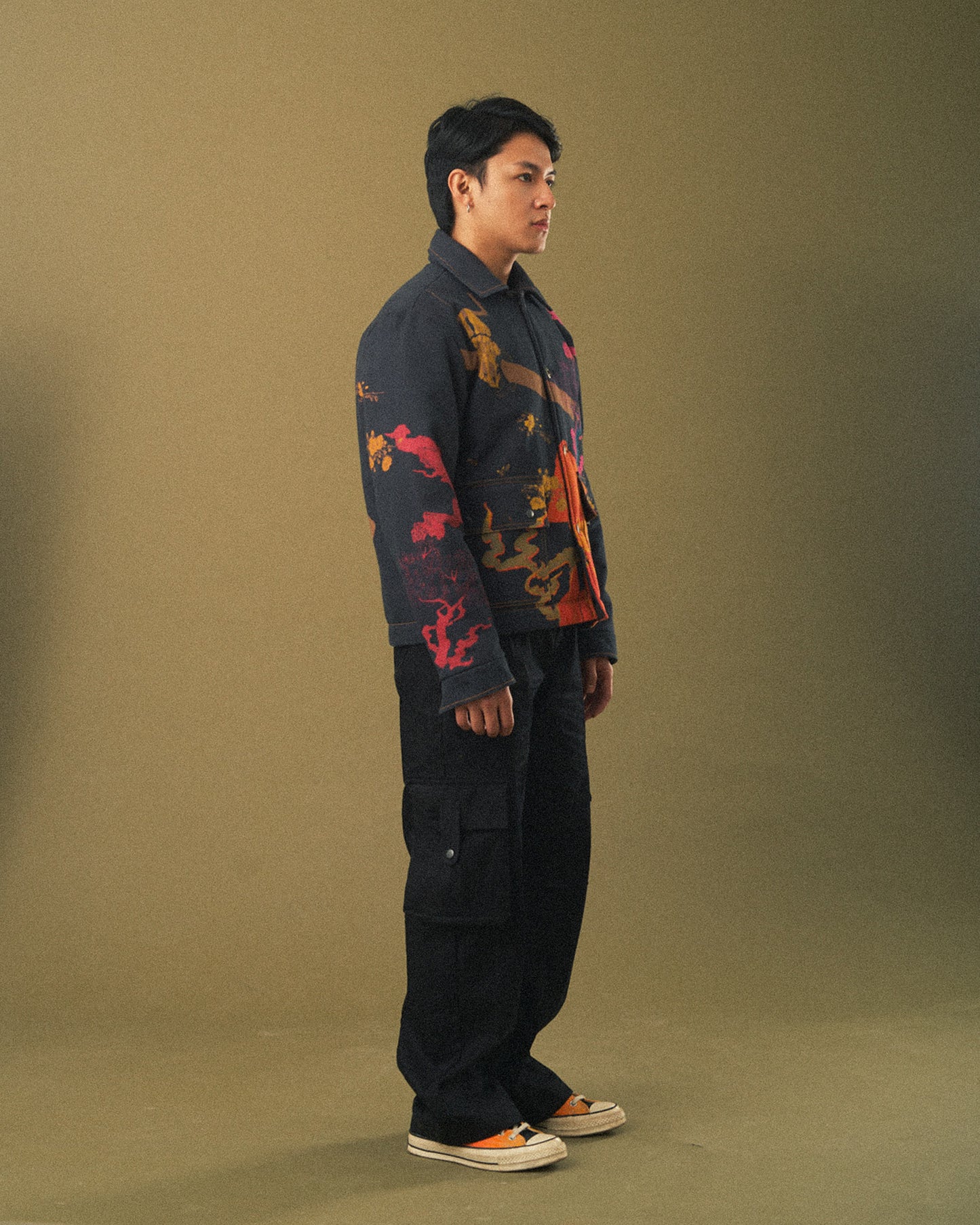 Graphic-print padded jacket
