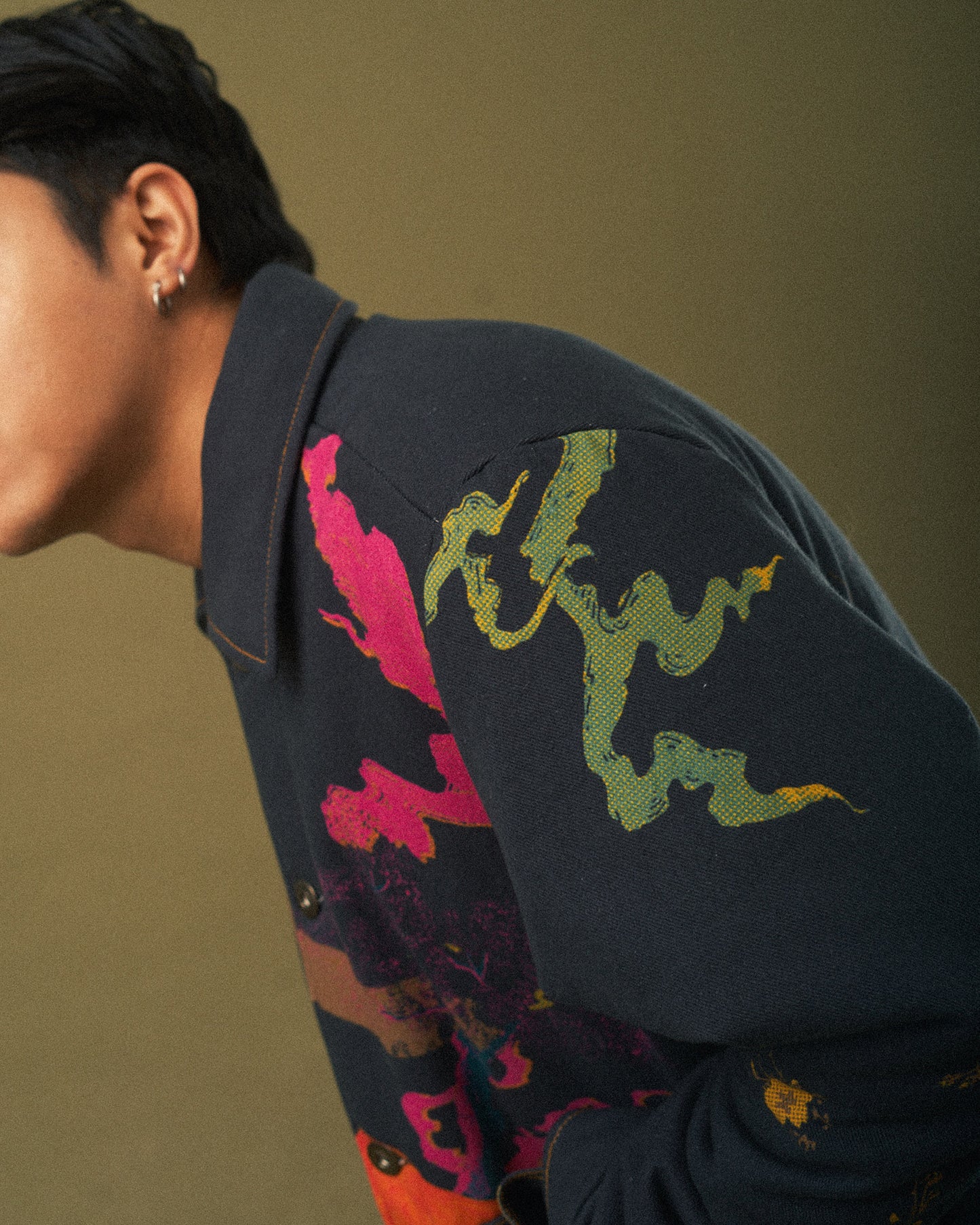 Graphic-print padded jacket
