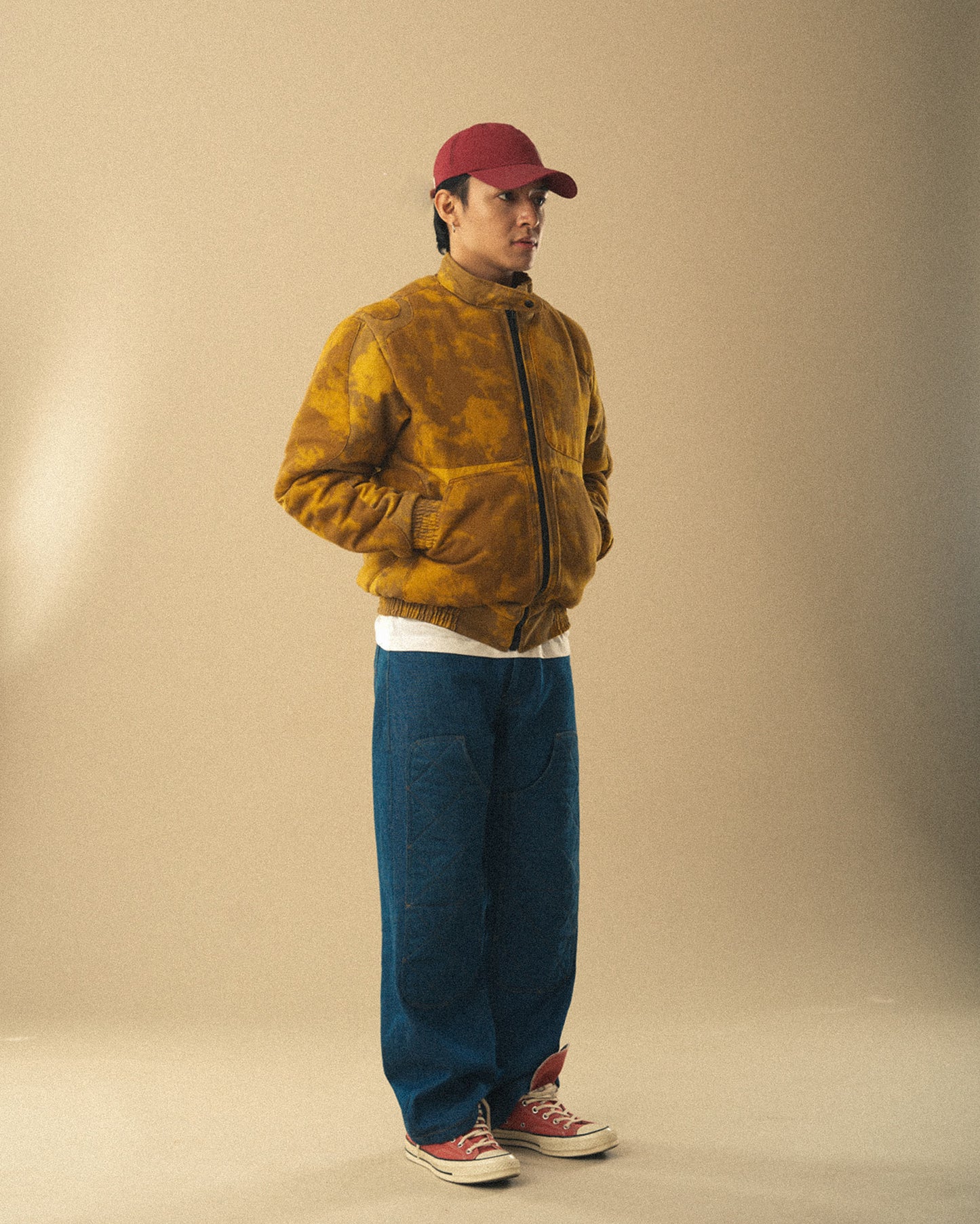 Tie dye-print padded jacket.